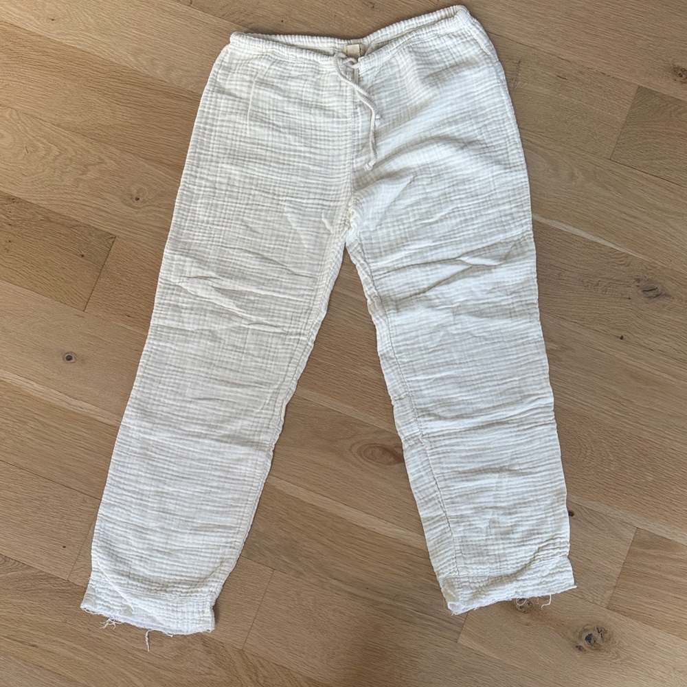 DONNI. Eco Fleece Roll Pants in Cream